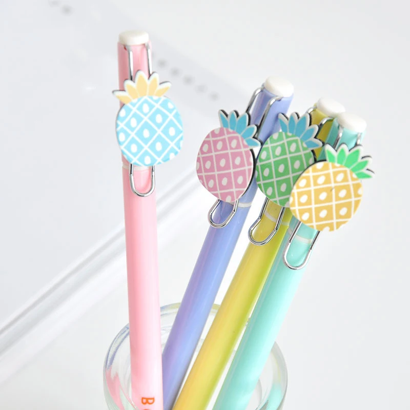 

2pcs 0.5mm Cute Pineapple Gel Pens Kawaii Students Stationery Black Ink Pens Children Kids Gift School Office Writing Supplies