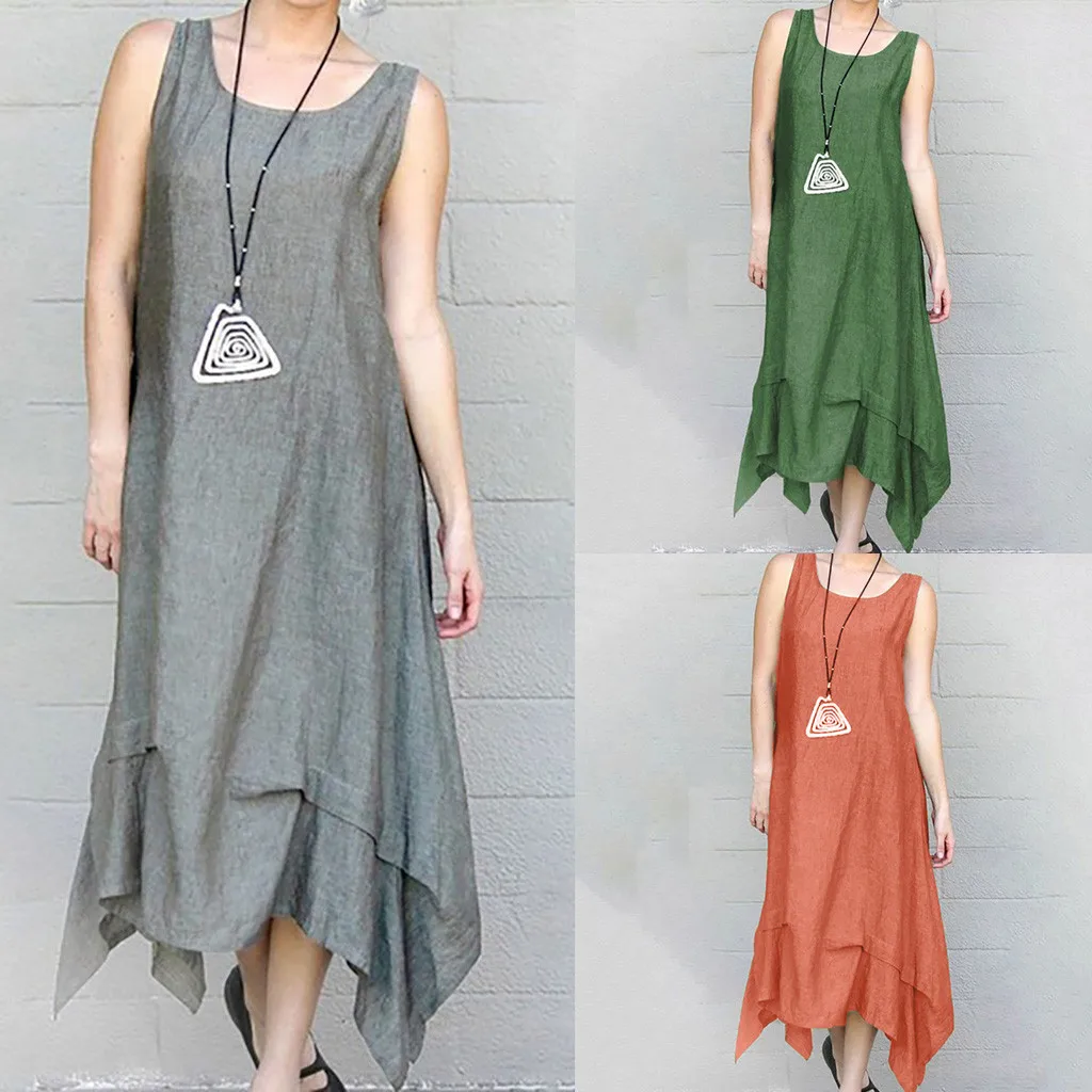 

2019 Summer New Women Fashion Pure Colour Round Neck Simple Long beach Dresses vestidos de playa para mujer knitted swimsuit