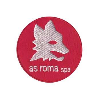 

Wolf head as Roma Spa red background Embroidery Cloth Parches iron Patches for Clothing Applique Sticke