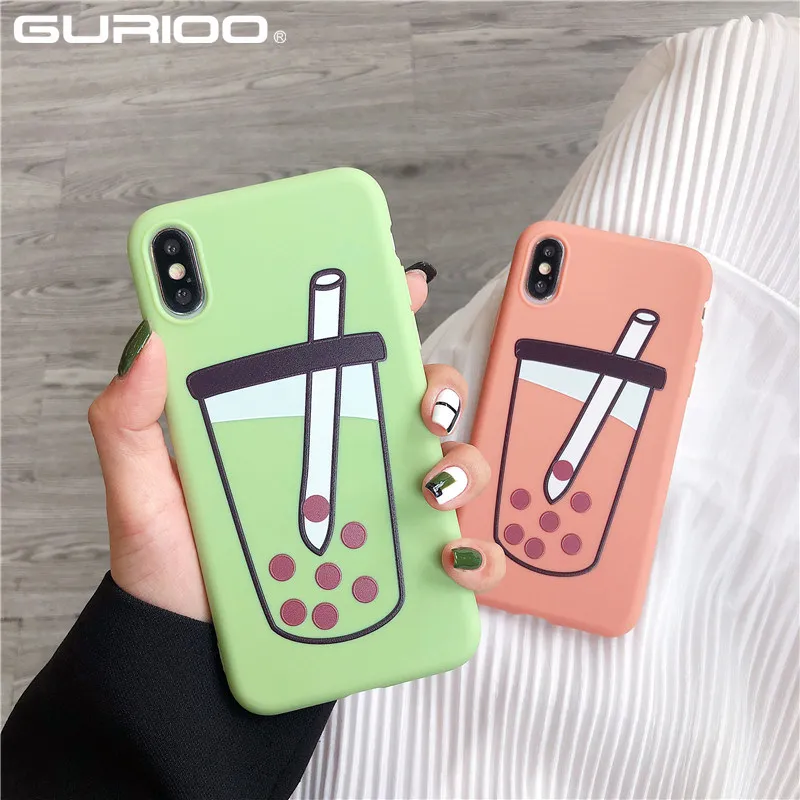 Ультра тонкий мультяшный поросенок чехол для iPhone X XR XS Max Милая чашка молока и чая