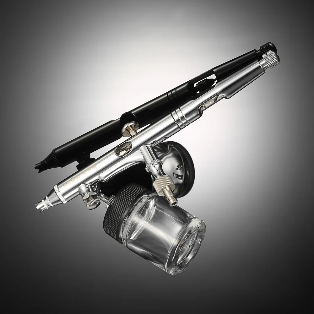 Двойного действия Аэрограф компрессор комплект Пескоструйный мини-распылитель воздушный контроль воздушная щетка+ пипетка 0,25 мм 7cc& 22cc для искусства