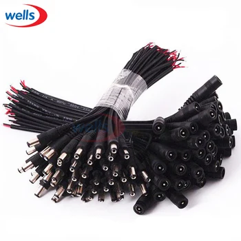 

Newest 5-50pcs DC female/male 5.5x2.1 Connector Plug Cable Wire use For CCTV Camera 3528 5050 LED Strip Light