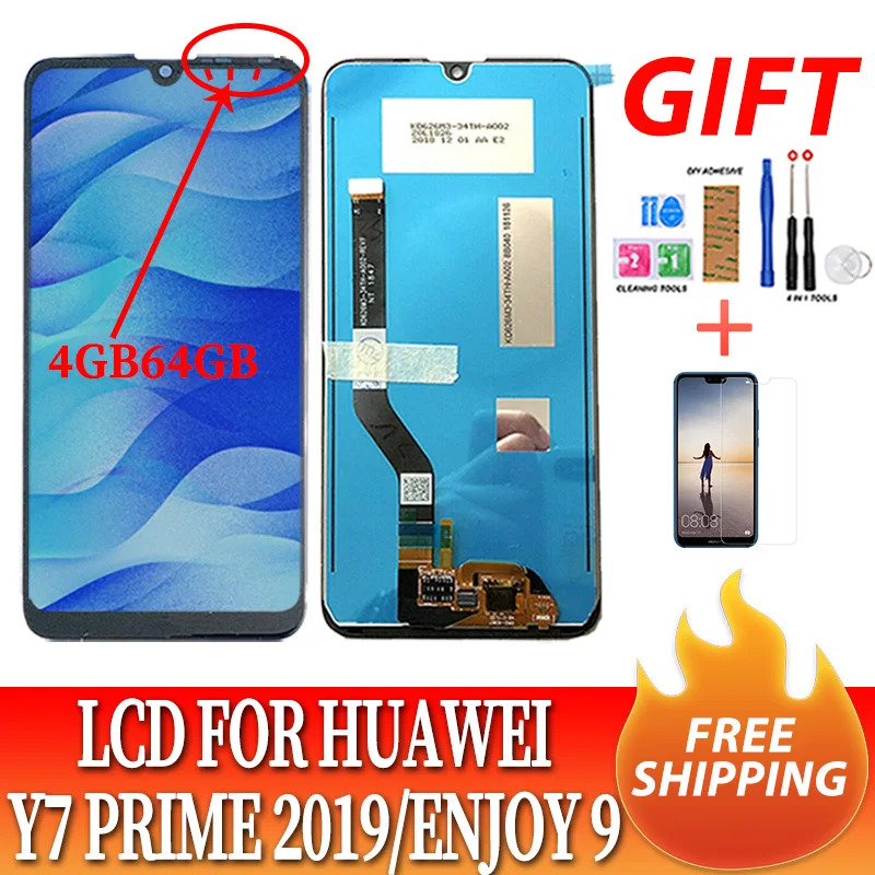 

6.26'' LCD Replacement for Huawei Y7 2019 / Y7 pro 2019 / Y7 prime 2019 Display Touch Screen Digitizer Assembly Frame with tools
