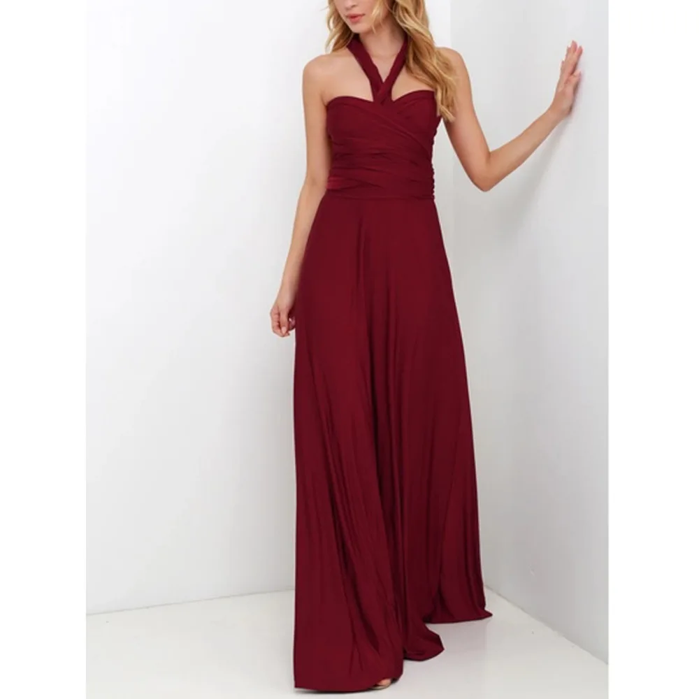 Sexy Women Bandage Maxi Dress Red Fall Long Dress Multiway Bridesmaid Convertible Wrap Party Dresses Robe Longue Femme