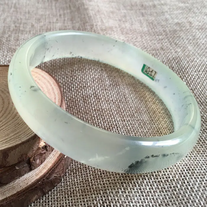 

79mm Certified Grade A Chinese Natural Green Xiu Jade Gems Bracelet Bangle 3351