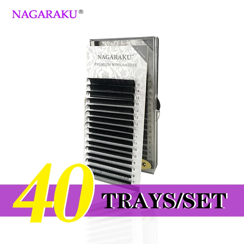 Набор чехлов NAGARAKU 40 7 ~ 15 мм 16 рядов наращивание ресниц из норки натуральные