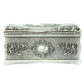 

Vintage Black Silver Jewelry Necklace Bracelet Box Storage Organizer Holder Case