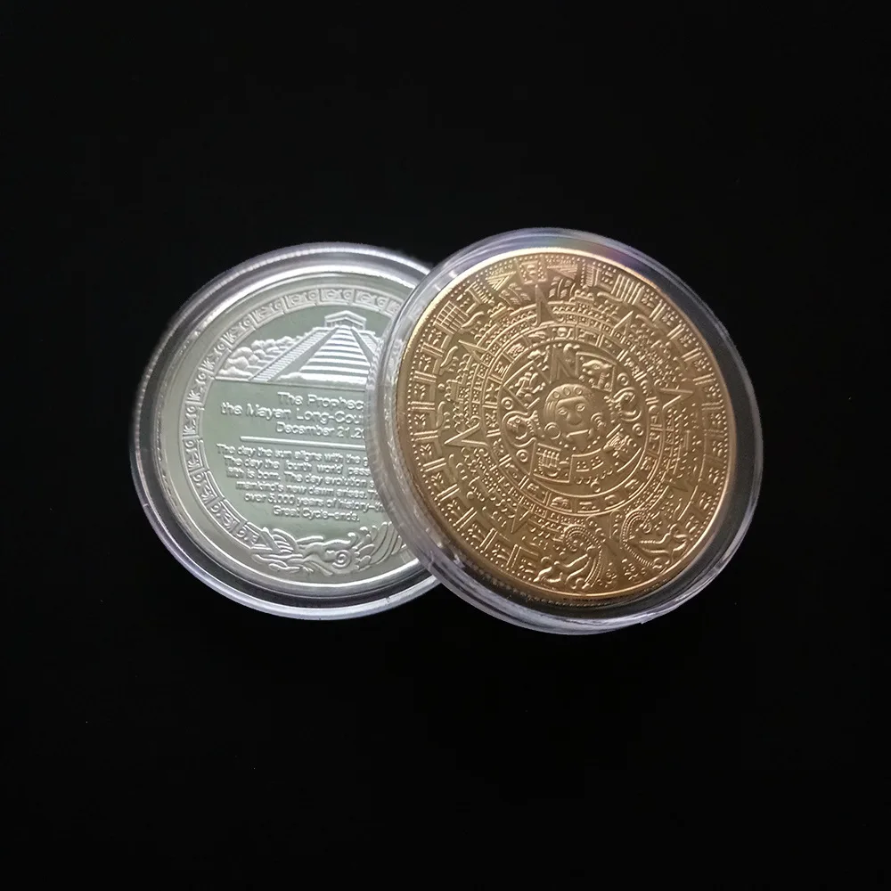 

Maya Commemorative Coin Pyramid Sundial Gold Coin American Gold and Silver Coin Mexican Aztec Gold and Silver Coin Foreign
