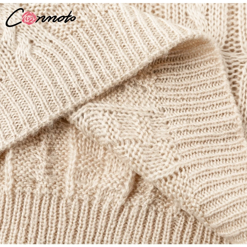 Conmoto Повседневные вязаные свитеры-водолазки, короткие сексуальные пуловеры, модные винтажные джемперы