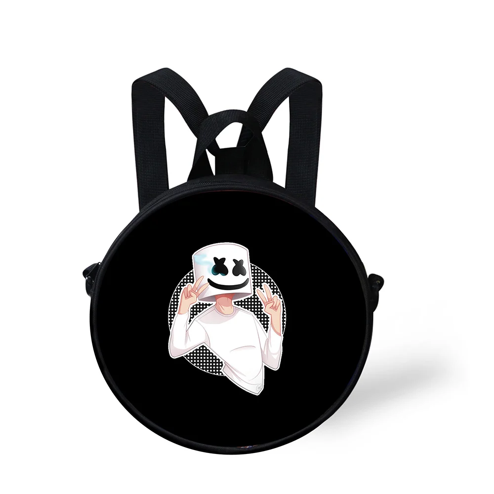 

Noisydesigns Marshmello Printing School Bag for Teenager Cute School Children Round Design Polyester Preppy Child Baby Bookbag