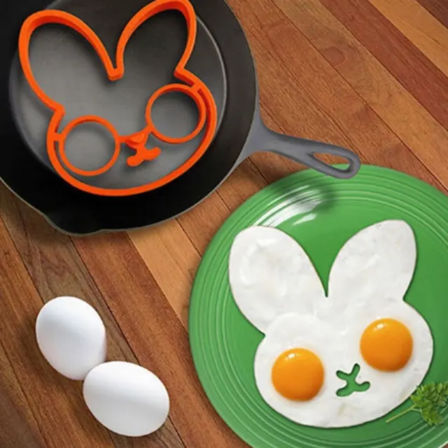 1pcs multicolor rabbit omelette silicone rubber egg mold cute rabbit pancake form