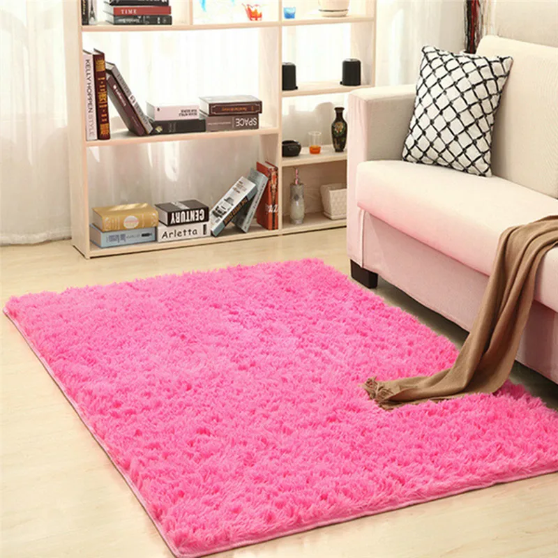 Room Bedroom Floor Carpet Mat Soft Anti-Skid Rectangle Area Rug 120x80CM Size Absorbent Soft Mat Bathroom Bedroom Floor - Цвет: rose red