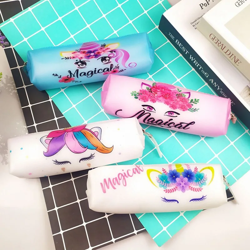 Милый рисунок единорога джинсовый пенал Kawaii пенал для девочек школьный пенал канцелярские принадлежности