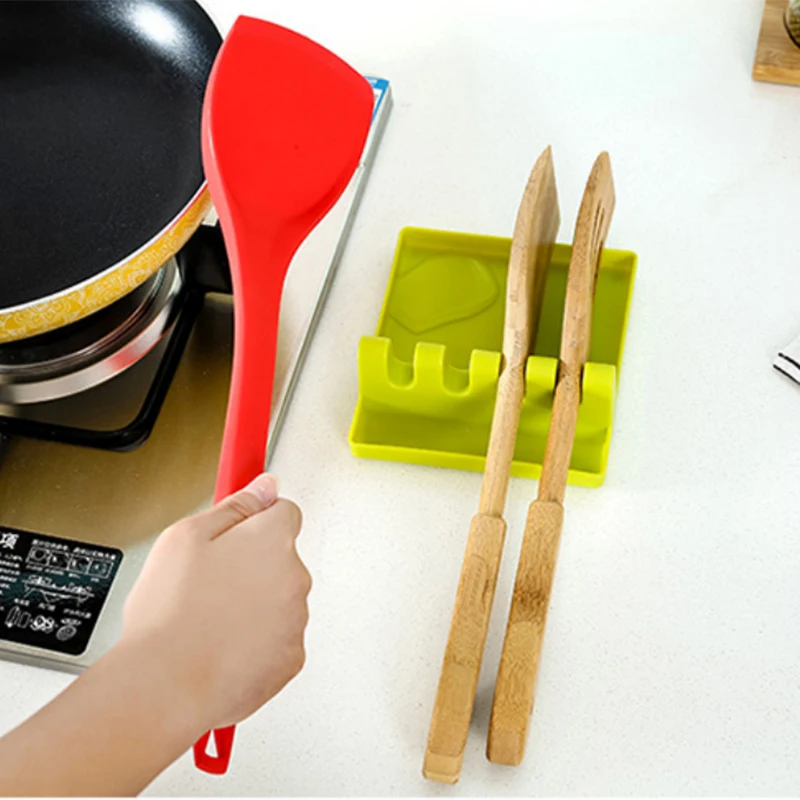 

1Pcs Silicone Spoon Insulation Mat Spatula Shovel Pad Spoon Rest Lid Holder Tableware Storage Rack Cookware Organizer Placemat