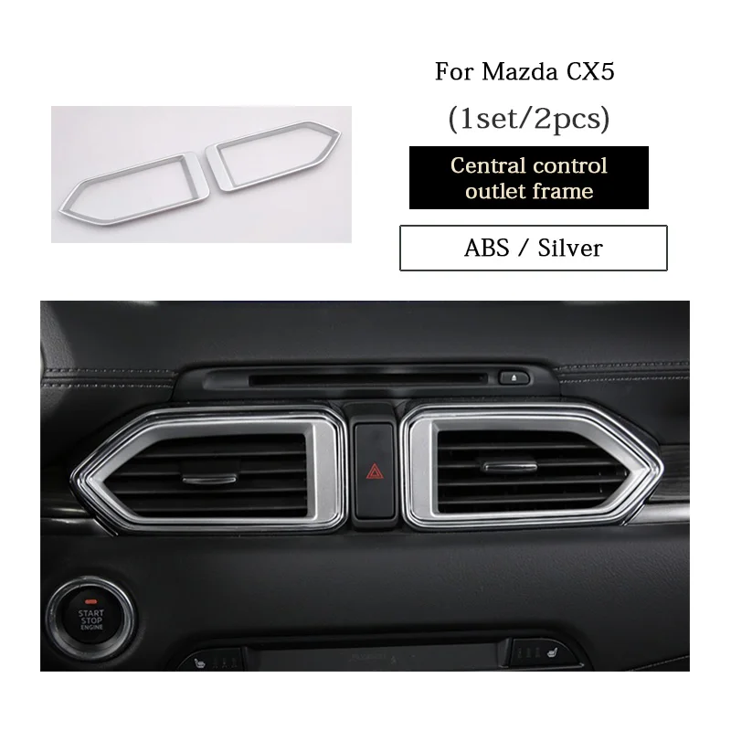 2pcs Center Silver Mcrea заднего промежуточный левый и правый спереди Колонка вытяжной вентилятор рамка наклейки для Mazda CX-5 CX5 CX 5 KF аксессуары - Название цвета: 2pcs Center Silver