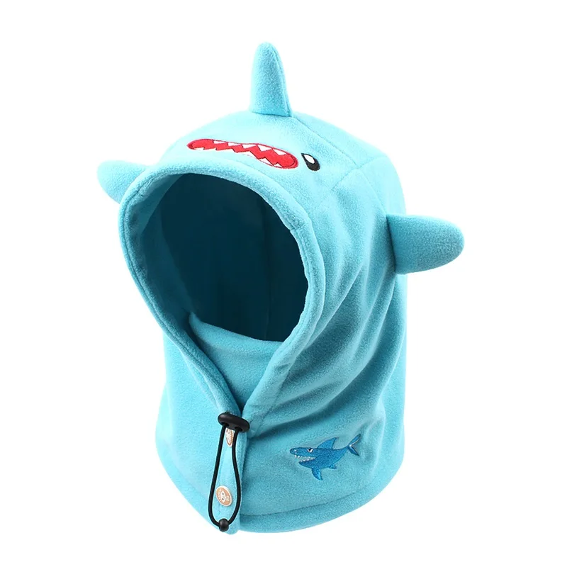 

Cartoon Warm Baby Hat Autumn Winter Kids Scarf Hat Adjustable Fleece Boys Girls Beanie Children Hood Hat Boys Clothing 1-6Y