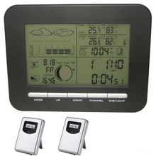Home Wireless Weather Station Alarm Clock With Barometer/Thermometer/Hygrometer+2 Outdoor Temperature&Humidity Transmitters
