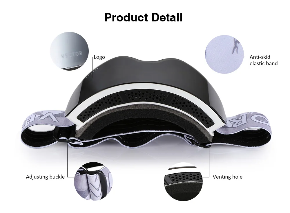 vector Outdoor Ski Goggles Double-layer Lens TPU Frame Anti-fog Glasses