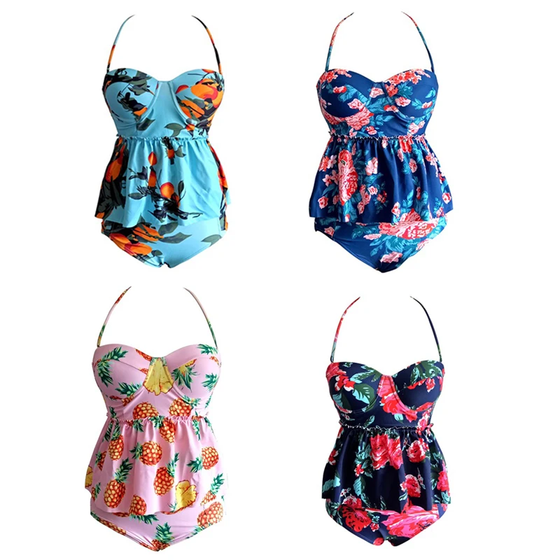 

printing flower Bikini set two piece swimsuit high-waisted Brazilian swimming suit for women monokini bikini swimwear women