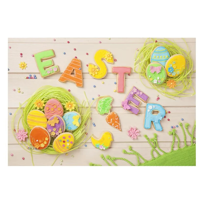 

2.2MX1.5M For taking pictures there are beautiful flowers and colorful eggs happy Easter printed vinyl background GE-163