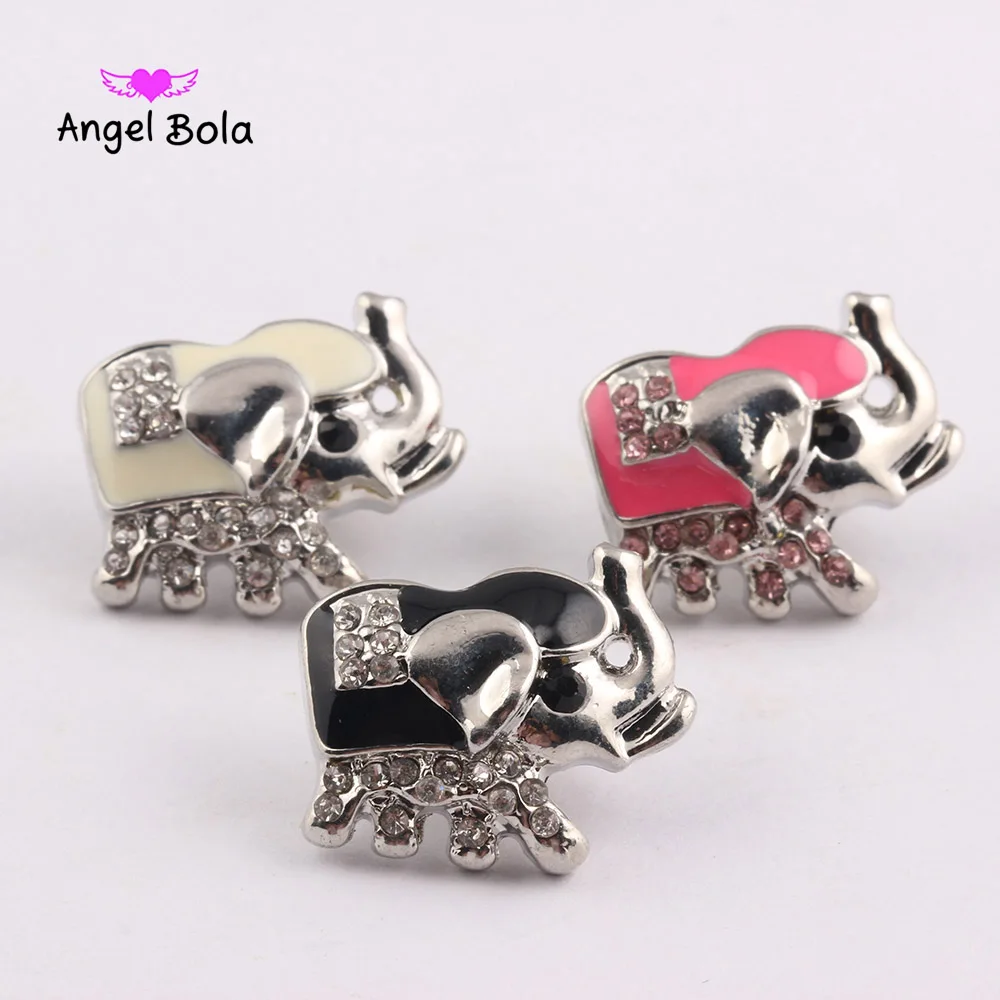 

3 Colors Snap Jewelry little Elephant Pattern Snap Button alloy Animal 18mm Snap Buttons for Snap Bracelets Necklace