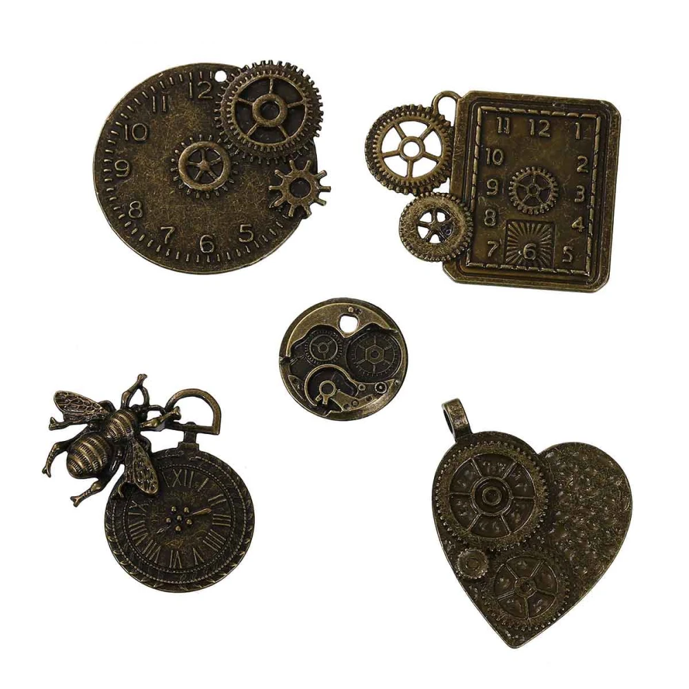 DoreenBeads из сплава цинка подвески в стиле стимпанк фиксированные смешанные Gear