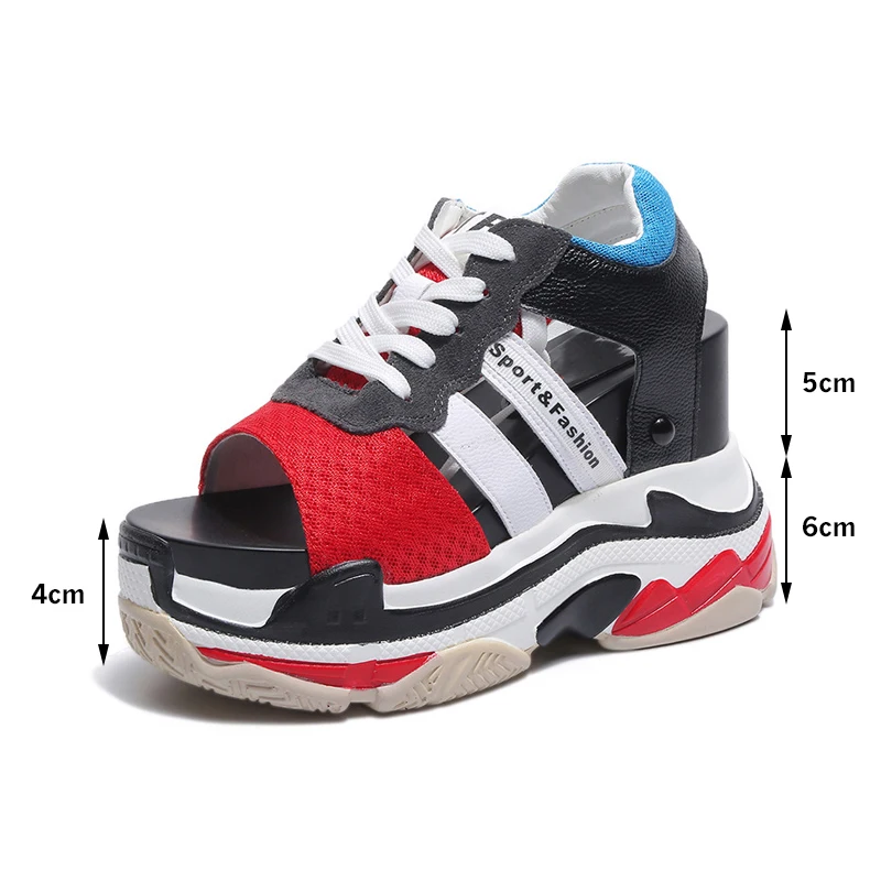 

Women Wedge Platform Summer Sandals Ladies Lace Up High Heel Hollow Out Peep Toe Printed Mixed Color Fashion New Female Shoes