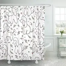 בד וילון מקלחת עם ווי בעלי החיים פודל דפוס יפה יופי גזע קריקטורה חמוד כלב ציור דקורטיבי אמבטיה(China)