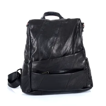 

Unisex Business Casual Backpacks Travel Bag Black Genuine Leather Men's Fashion Shoulder Bags teenage backpack