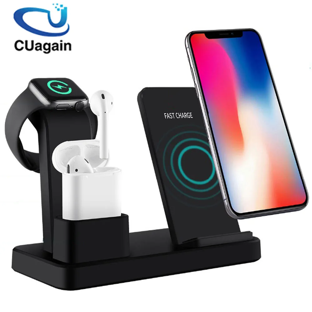 

10W Qi Wireless Charger 3 in 1 Fast Charging for Apple Watch 1 2 3 4 Charge Dock Station for iPhone 8 XR XS Max AirPods Samsung