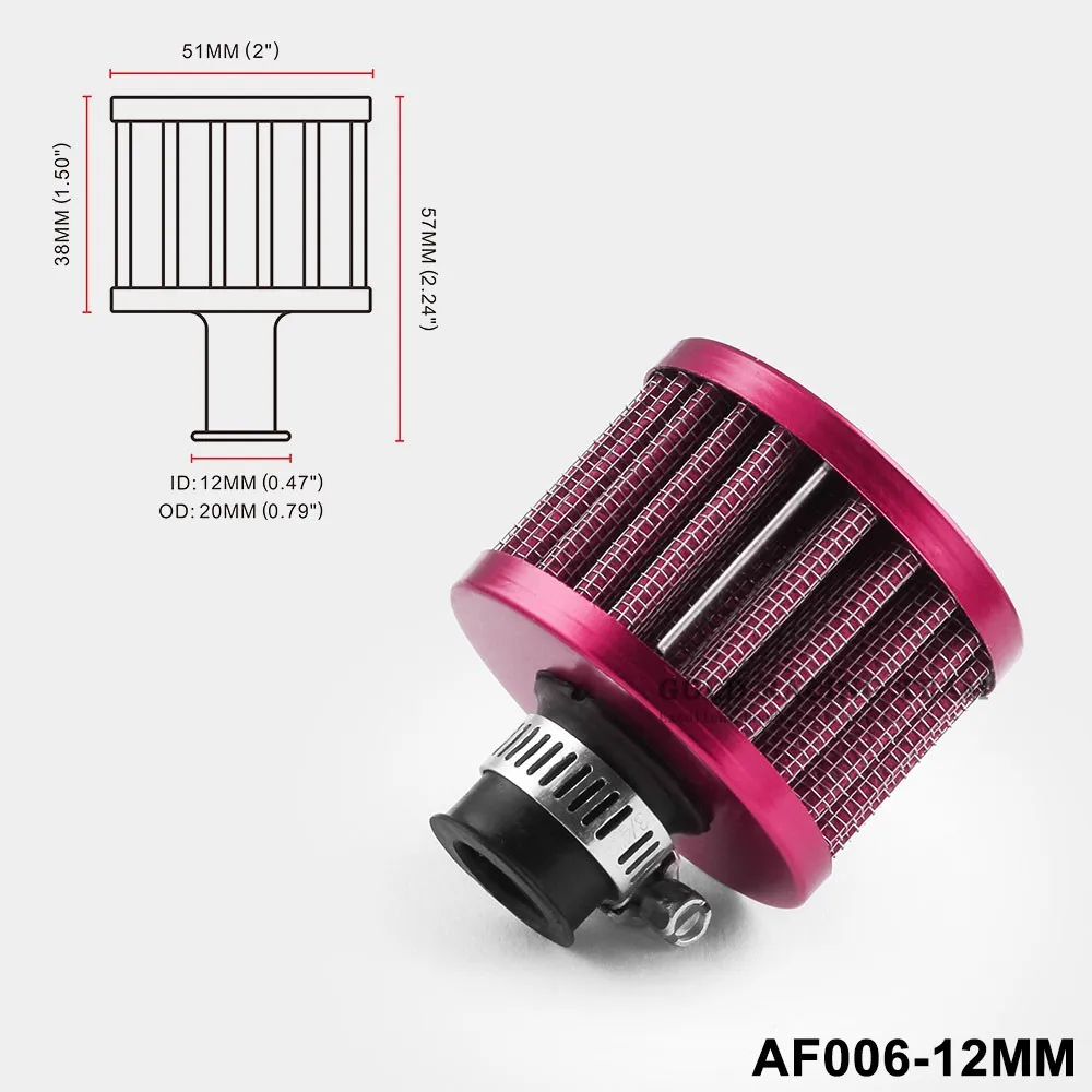 Nuevo Filtro de entrada de aire frío coche 25mm Turbo Ventilación Cárter Respiradero Mini Limpiador