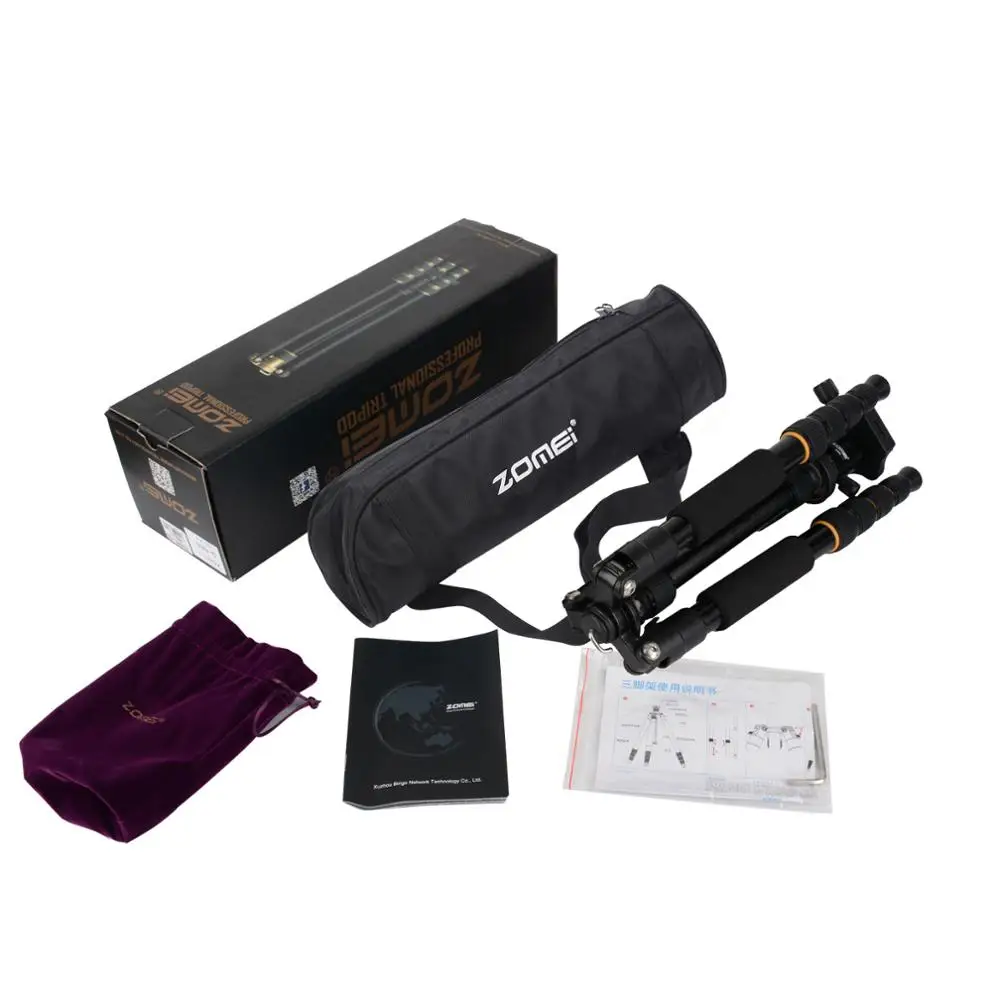 ZOMEI Q666 легкий профессиональный Портативный дорожный треножник для камеры алюминиевый штатив-монопод штатив-тренога из углеволокна с головкой для DSLR Камера