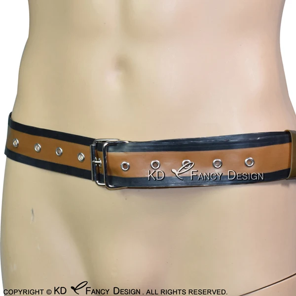 trans brown w black Черные с белыми планками сексуальные латексные пояса резиновые ремни секс-0046 - Цвет: trans brown w black