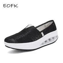EOFK/Женская обувь на плоской платформе; женские мокасины; коллекция года; Высококачественная дышащая повседневная обувь без застежки; однотонная Черная женская обувь на плоской подошве
