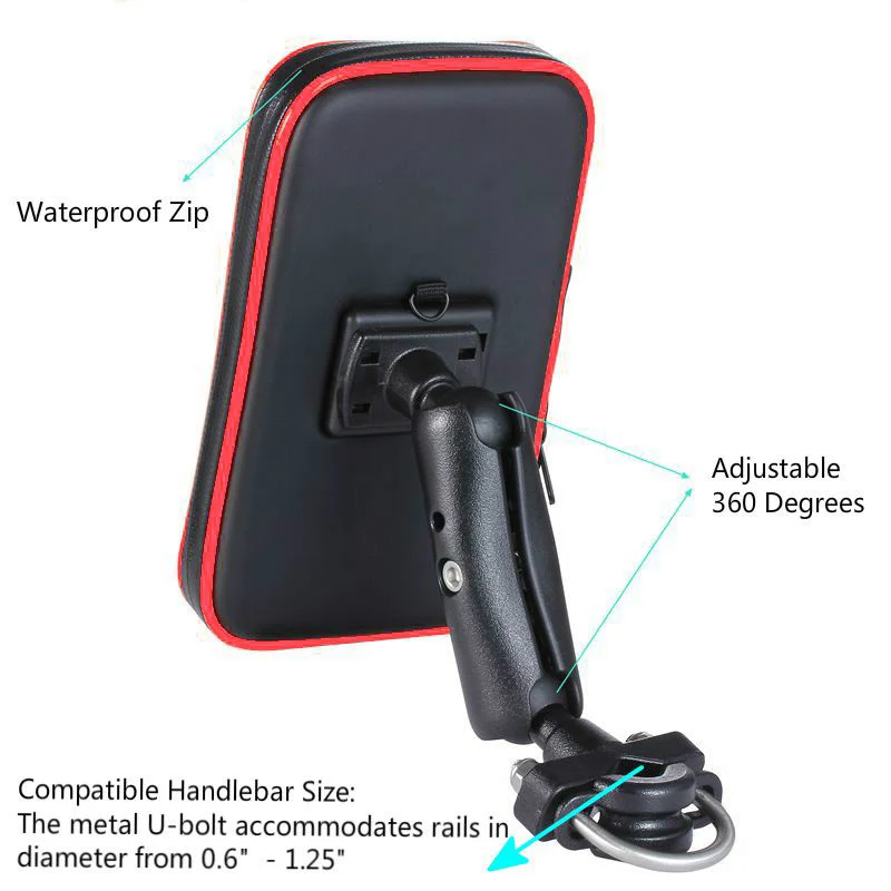 Fimilef Universal Bicycle Motorcycle MTB Bike Phone Bag Holder Front Frame Handlebar Pouch Cell Portable Waterproof Case Bracket (4)