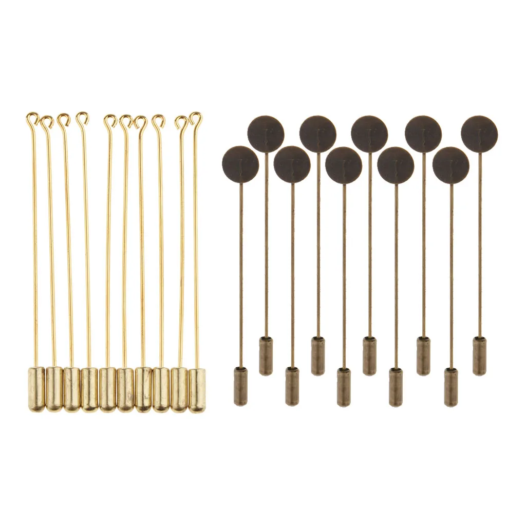 MagiDeal 20Pcs Long Needle Lapel Stick Hat Scarf Brooch Boutonniere Pin DIY