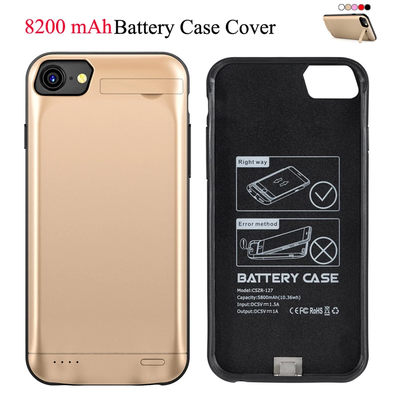 8200 mAh Battery Case For iPhone 8 Plus 7 Plus 6s Plus Rubber Charger