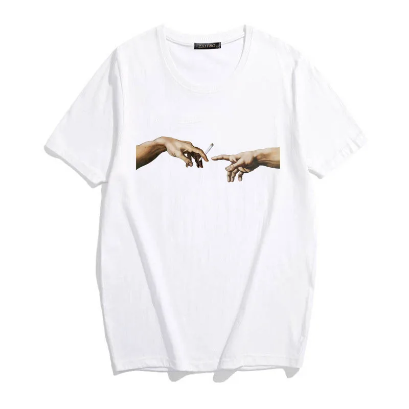 Michelangelo Cappella Sistina Harajuku Ulzzang Tumblr Женская летняя футболка с забавным принтом в стиле хип-хоп Уличная одежда шикарные повседневные топы - Цвет: 1