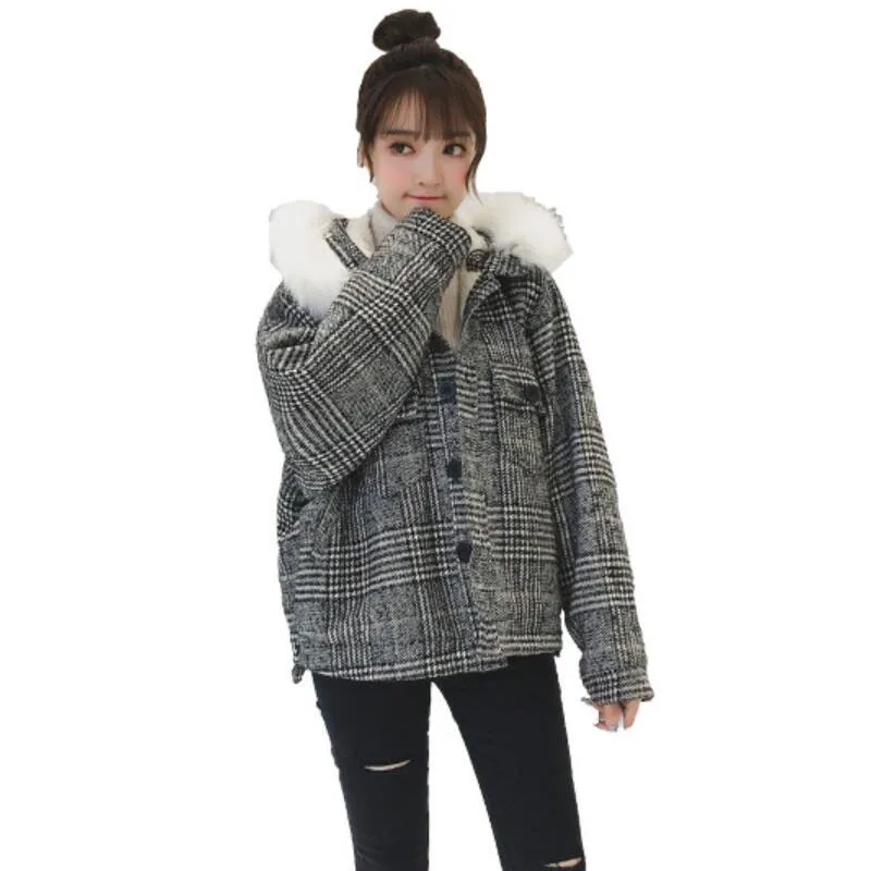 Capuche Cachemire Femme A094 Pour Manteau Grey Casual Unique Col D'hiver Laine Poitrine De xR1gt5