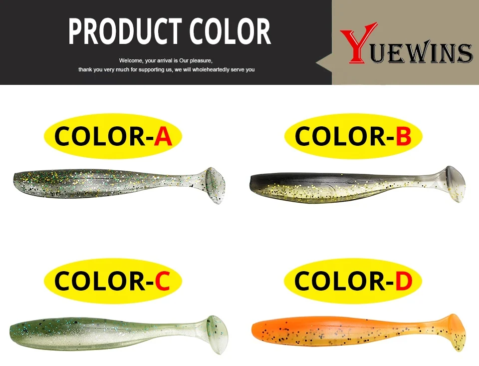 Yuewins 4pcs/lot 95mm 4.7g Easy Shiner Fishing Soft Lure Silicone Bait leurre souple Shad Rubber Fish Carp for Pike QA1026