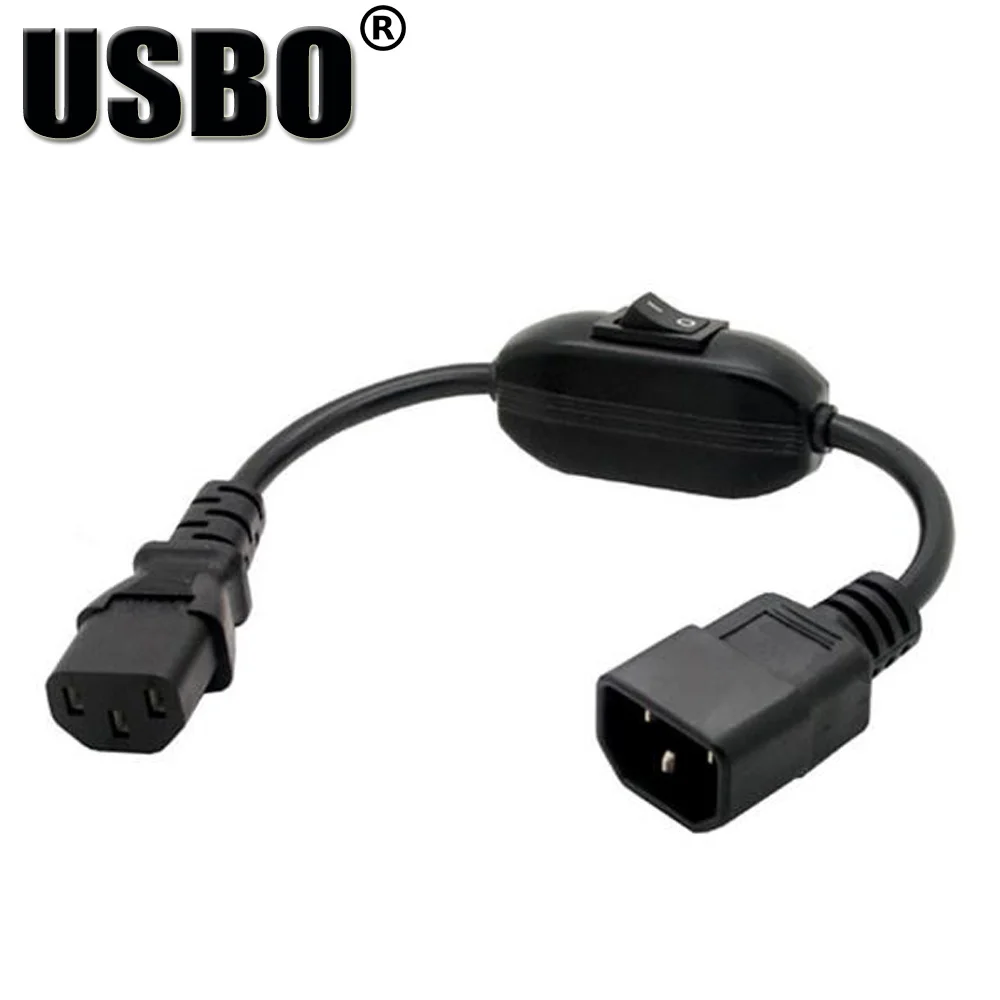 Черный Удлинительный шнур 0 3 м из ПВХ и меди IEC320 C13 к C14 10 А независимый