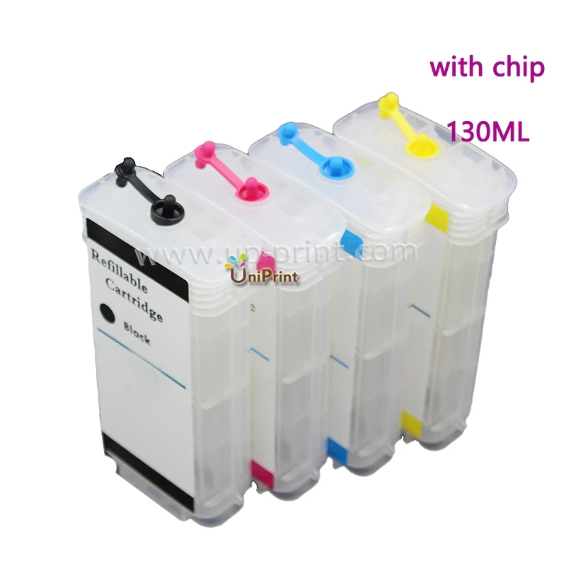 UP 4PCS 130ml Refillable ink Cartridges for hp10 82 for HP DesignJet