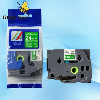 

1pc TZe-755 Compatible Label Tape for Brother TZe755 TZ-755 TZ755 white on green (0.94inch 1/1inch 24mm) 8m