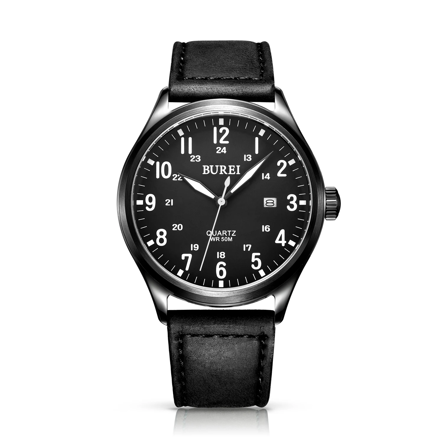 

BUREI 13016 Switzerland watches men luxury brand Hawker Harrier series military air force Super luminous black Leather belt