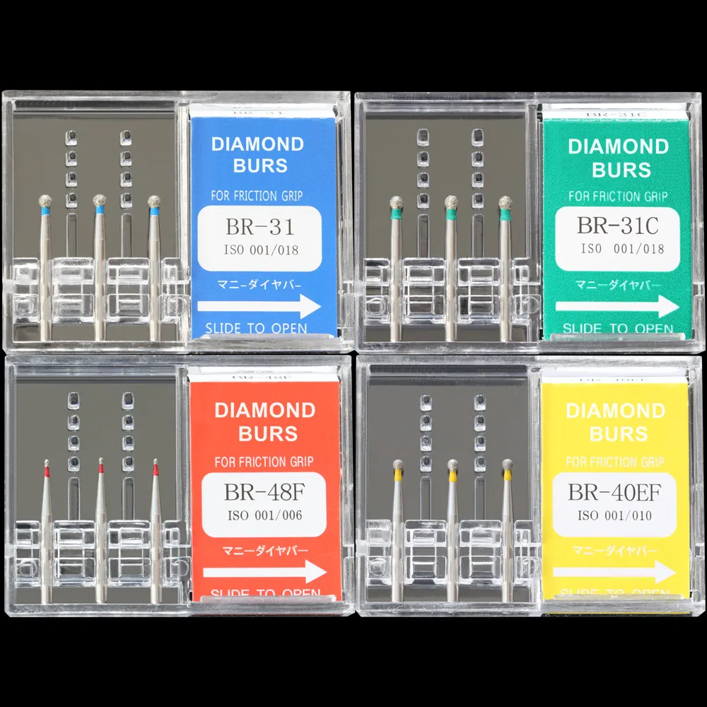 

10 Boxes (30 Pcs) Dental Diamond Burs BR-31/BR-31C/BR-40EF/BR-45/BR-48F Polisher Drill FG 1.6mm High Speed Handpiece DIA-BURS