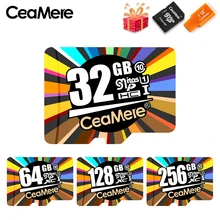 CeaMere карта памяти 256 ГБ 128 Гб 64 Гб U3 UHS-3 32 ГБ Micro sd карта класс 10 UHS-1 флэш-карта памяти Microsd TF/sd карта s для планшета