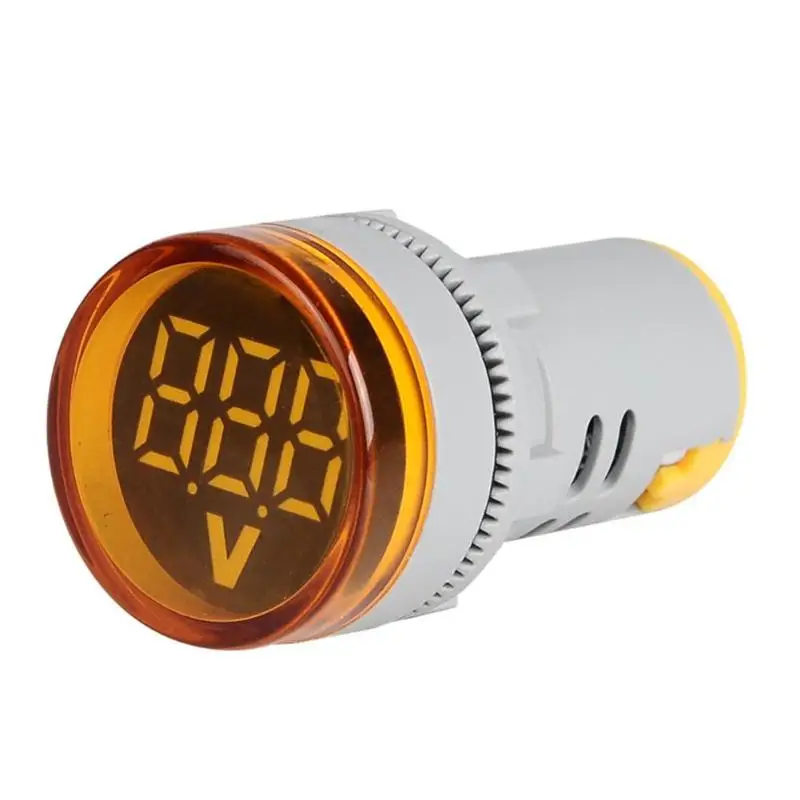 220 В AC 22 мм круглый светодиодный мини-цифровой дисплей вольтметр Индикатор напряжения индикатор сигнала тестер измерительный инструмент - Цвет: Цвет: желтый