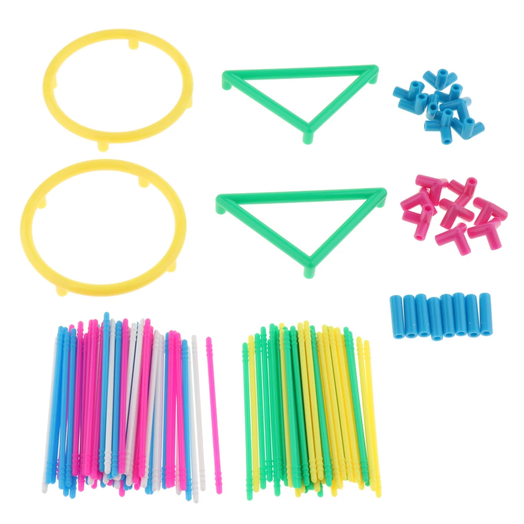 Набор для строительства многоцветных геометрических форм-детская математическая Геометрическая обучающая игрушка математические школьные принадлежности