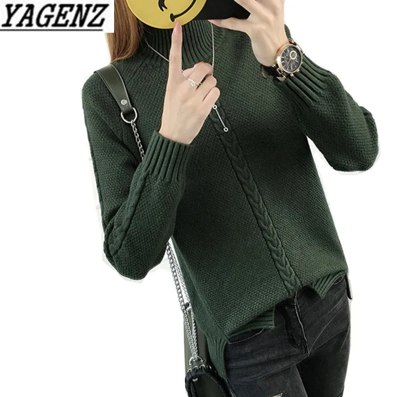 

Winter Turtleneck Women Pullover Sweaters Loose Long-sleeve Solid Ladies Jumper Knitted Warm Sweater Shirt Female Casual Tops