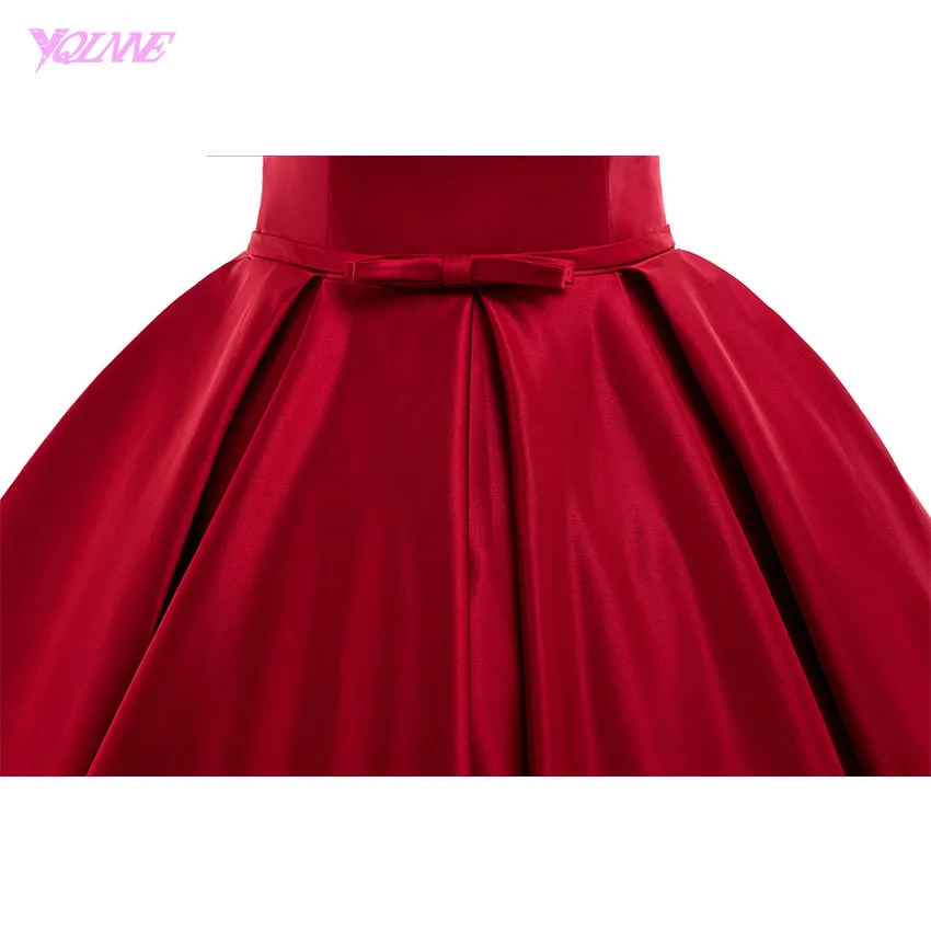 YQLNNE красное бальное платье вечернее платье длинное выпускное платье без бретелек, сатин шнуровка Праздничное платье vestido de festa